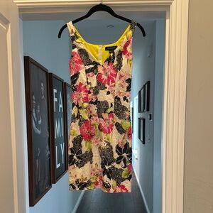 Marciano Floral Mini Dress - Pink, Black, Yellow